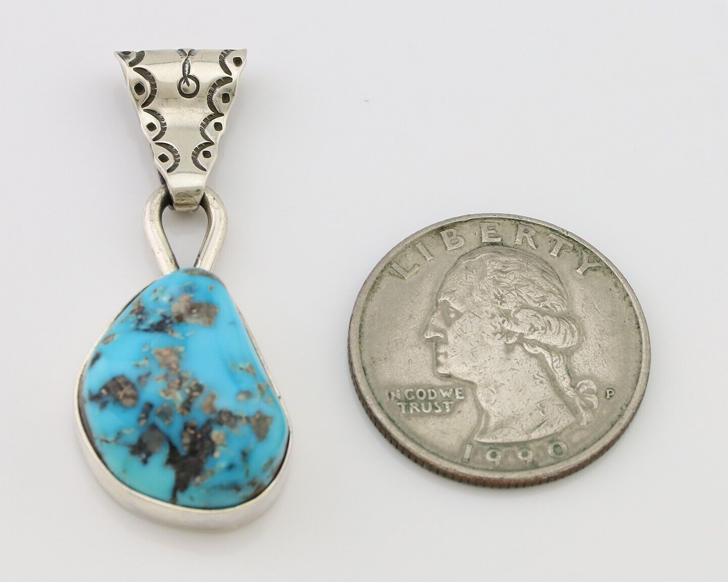 Navajo Necklace Pendant 925 Silver Turquoise Artist Tony Guerro C.80's