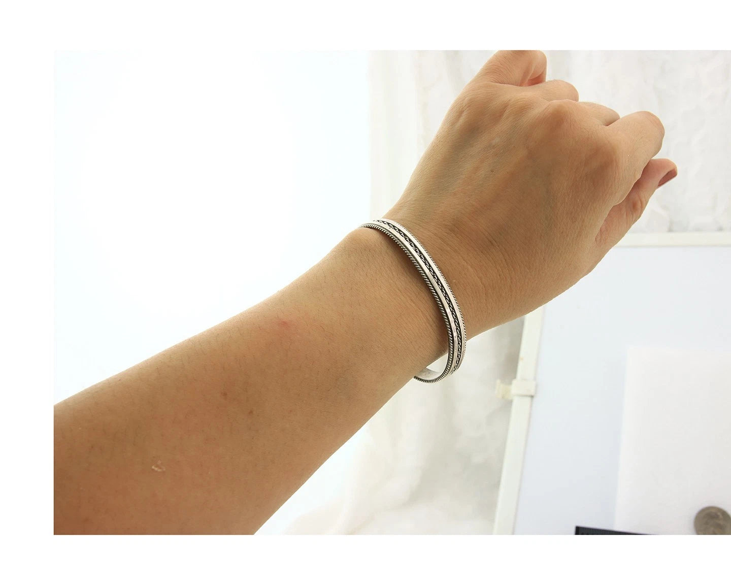 Navajo Cuff Bracelet Sterling Silver Signed Tahe Vintage Handmade