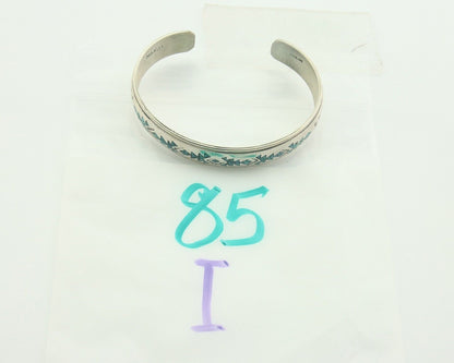 Navajo Bracelet 925 Silver Inlaid Turquoise Cuff Artist Signed NAKAI C.80's