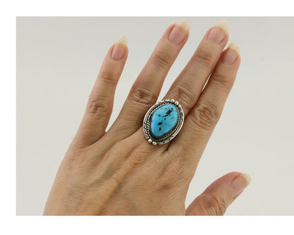 Navajo Turquoise Ring 925 Silver Handmade Native American Artist C.80's