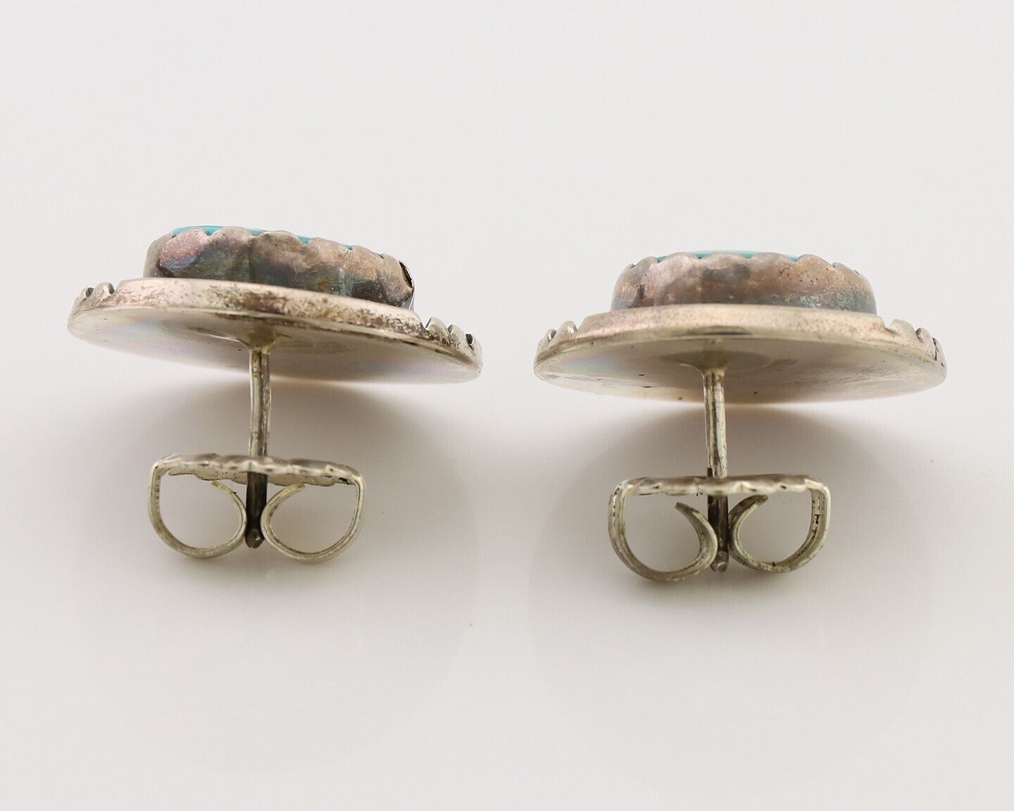 Navajo Earrings 925 Silver Natural Mined Turquoise Native American Artist C.80's