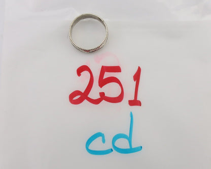 Navajo Hand Stamped Band 925 Silver 6.0 mm Native Artist Size 5.75 C.80's