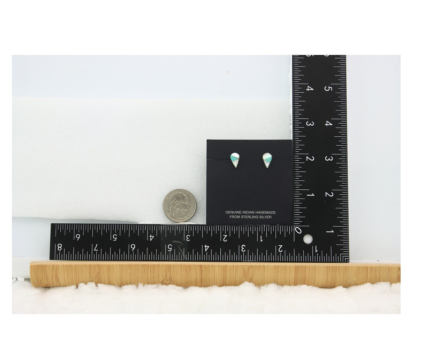 Navajo Earrings Sterling Silver Inlaid Turquoise & MOP Vintage Handmade