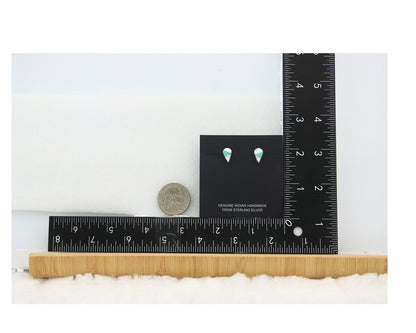 Navajo Earrings Sterling Silver Inlaid Turquoise & MOP Vintage Handmade