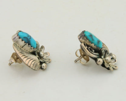 Navajo Dangle Earrings 925 Silver Natural Turquoise Native American Artist C80s