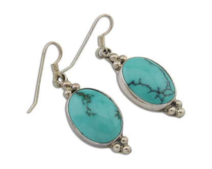 Navajo Dangle Earrings 925 Silver Natural Turquoise Native Inca Mfg C.80's