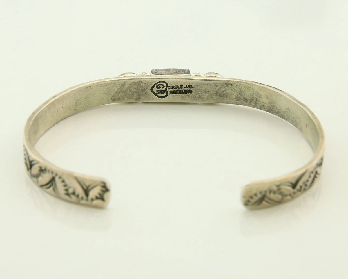 Navajo Cuff Bracelet 925 Sterling Silver Natural Gemstones Signed Circle JW & GR
