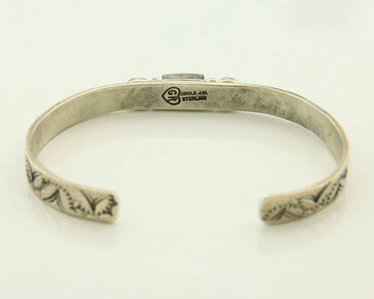 Navajo Cuff Bracelet 925 Sterling Silver Natural Gemstones Signed Circle JW & GR