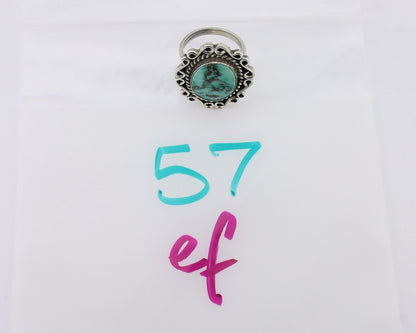 Navajo Ring 925 Silver Natural Turquoise Artist Signed "M" Size 6.25 C.80's