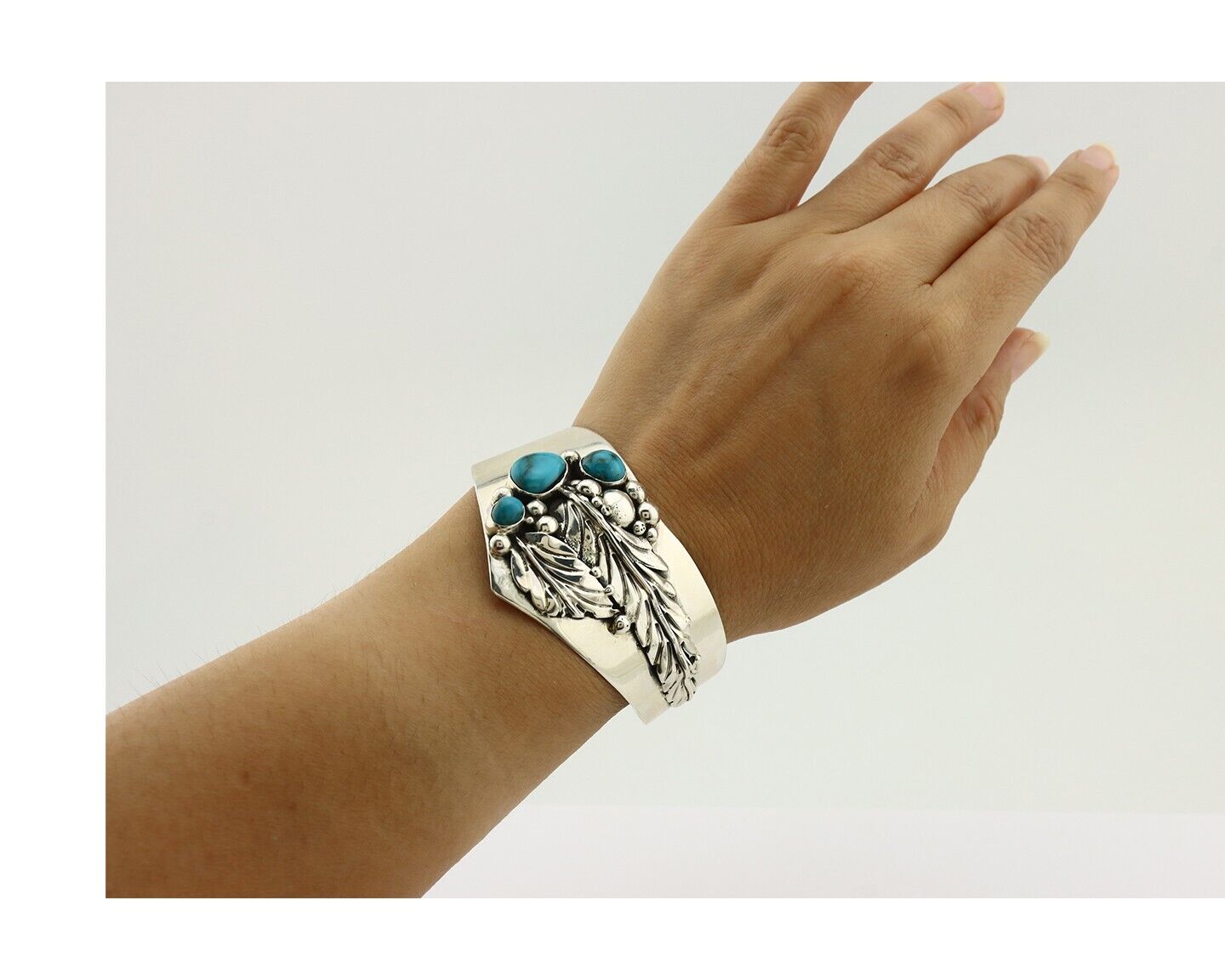 Navajo Bracelet 925 Silver Natural Blue Turquoise Signed David Zachary C.80's