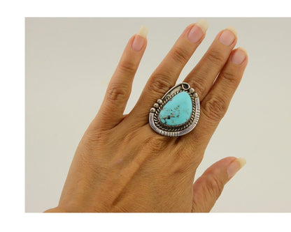 Navajo Ring 925 Sterling Silver Turquoise Signed MN C.80's