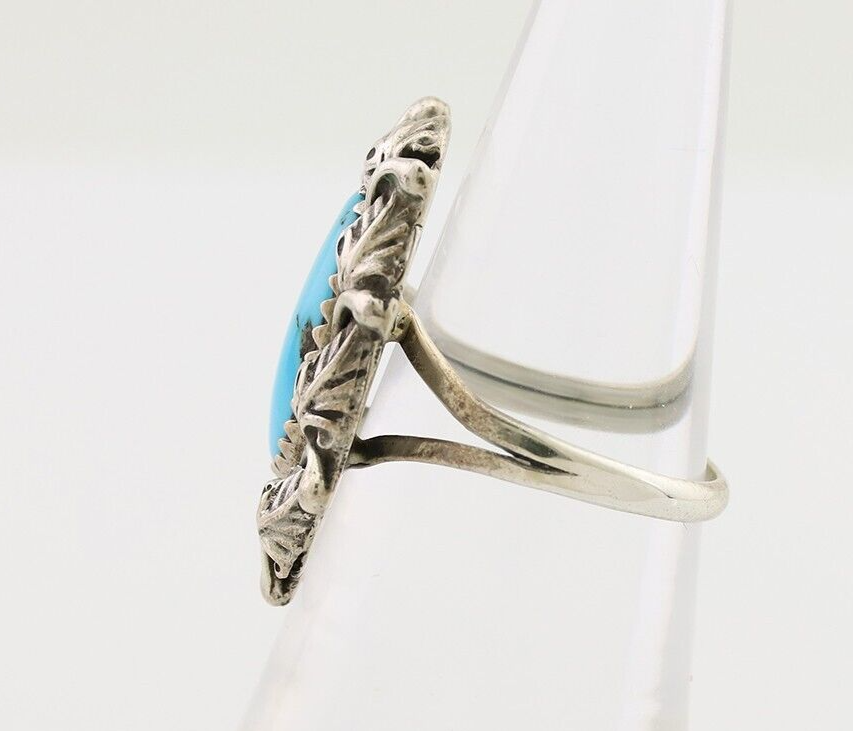 Navajo Handmade Ring 925 Silver Blue Turquoise Native American Artist C.80's