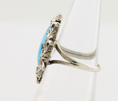 Navajo Handmade Ring 925 Silver Blue Turquoise Native American Artist C.80's