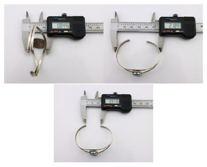 Navajo Bracelet 925 Silver Sleeping Beauty Turquoise Native American Artist C80s