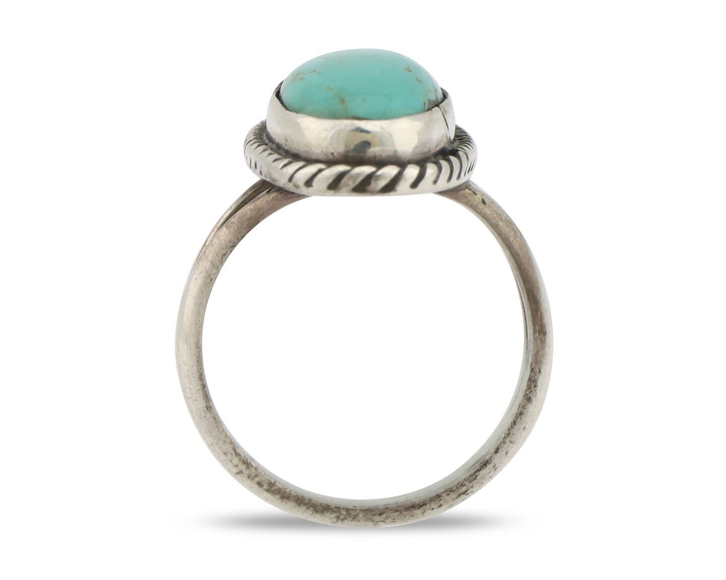 Navajo Ring .925 Silver Natural Kingman Turquoise Native American Artist C.80's
