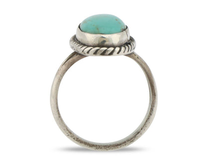 Navajo Ring .925 Silver Natural Kingman Turquoise Native American Artist C.80's