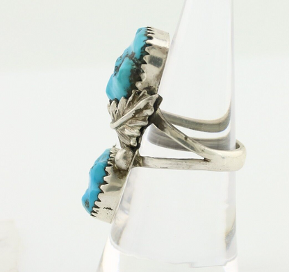 Zuni Ring 925 Silver Sleeping Beauty Turquoise Artist Signed SC C.80's