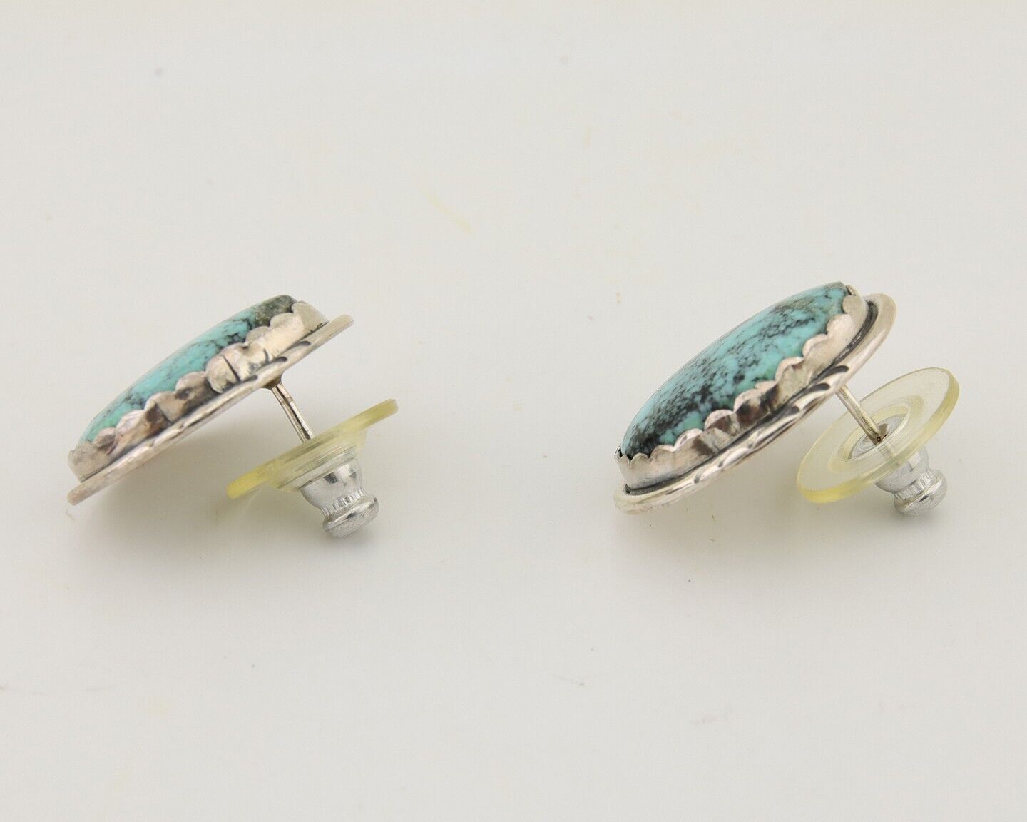 Navajo Earrings 925 Silver Natural Blue Native American Artist C.80's