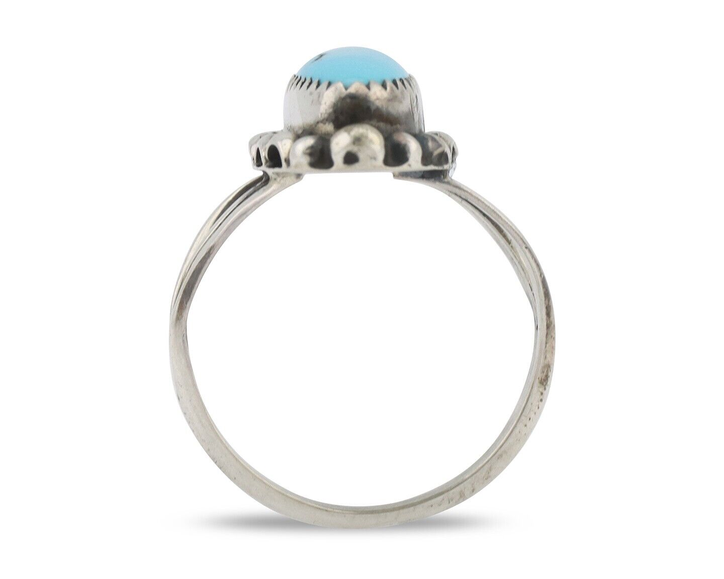 Navajo Ring .925 Silver Sleeping Beauty Turquoise Signed SkyStone Creations C80s