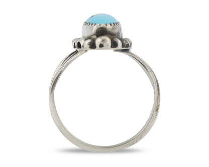 Navajo Ring .925 Silver Sleeping Beauty Turquoise Signed SkyStone Creations C80s