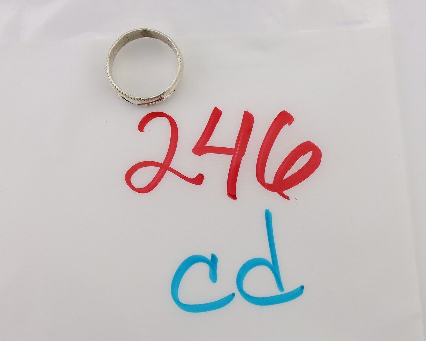 Navajo Hand Stamped Band 925 Silver 6.0 mm Native Artist Size 5.25 C.80's