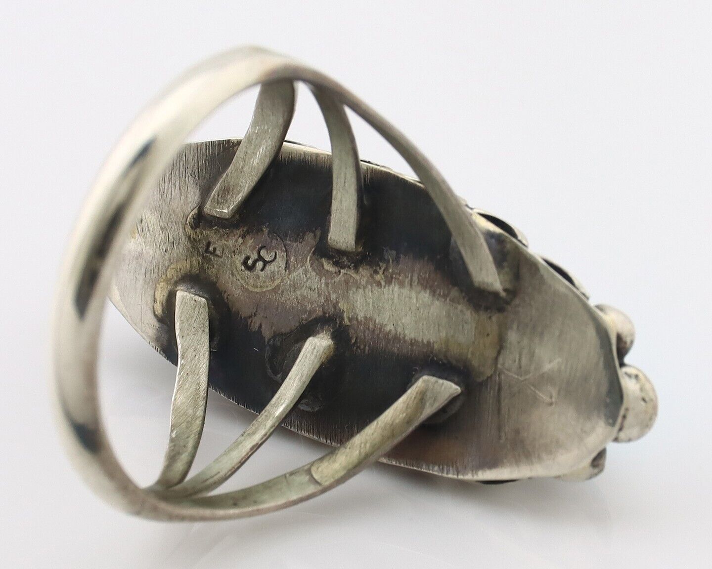 Navajo Ring .925 Silver Sleeping Beauty Turquoise Signed SkyStone Creations C80s
