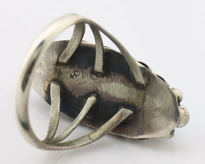 Navajo Ring .925 Silver Sleeping Beauty Turquoise Signed SkyStone Creations C80s