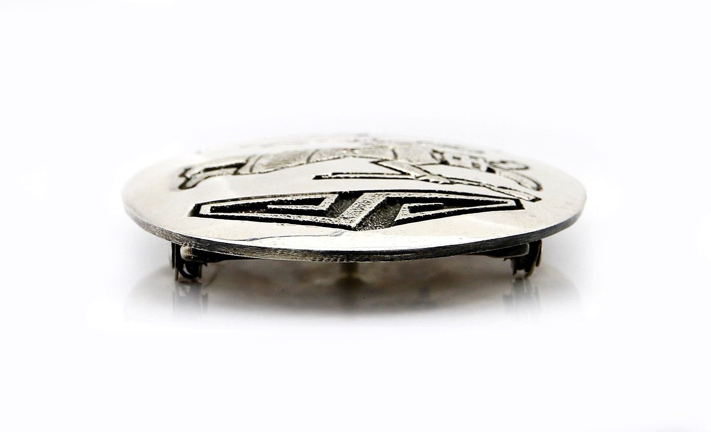 VTG Navajo Signed Bernice Bonney Rain Dancer .925 Silver Belt Buckle