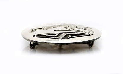 VTG Navajo Signed Bernice Bonney Rain Dancer .925 Silver Belt Buckle