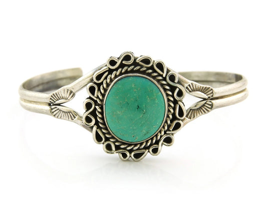 Navajo Cuff Bracelet Sterling Silver Vintage Turquoise Handmade Signed LP
