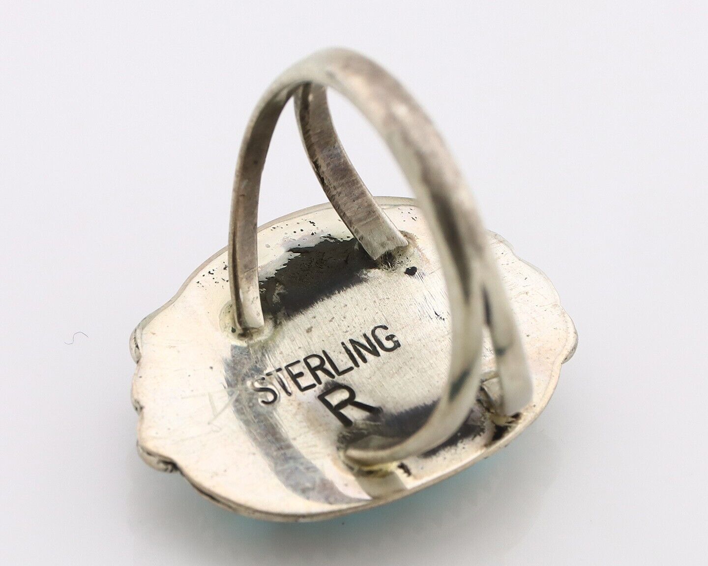 Navajo Ring 925 Silver Blue Turquoise Artist Signed Roy Buck C.80's