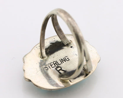 Navajo Ring 925 Silver Blue Turquoise Artist Signed Roy Buck C.80's