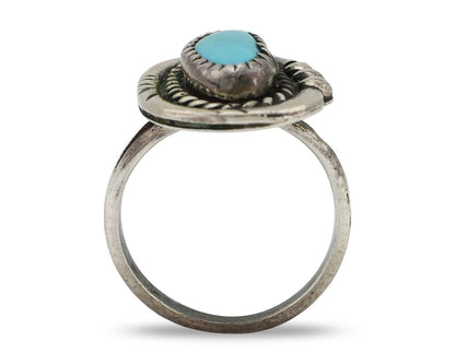 Navajo Ring 925 Silver Natural Blue Turquoise Native American Artist C.80's