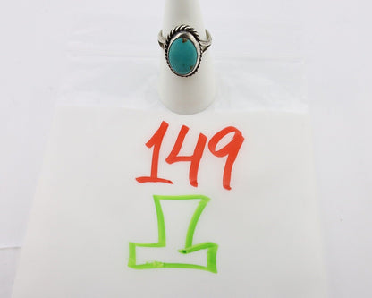 Navajo Ring 925 Silver Kingman Turquoise Native American Artist C.80's