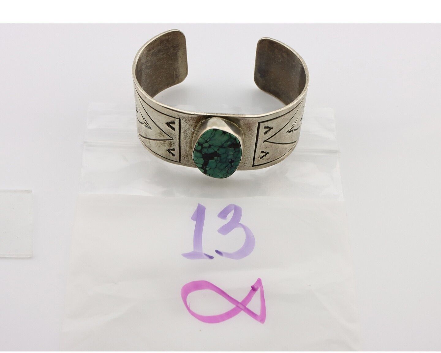 Navajo Bracelet 925 Silver Aqua Spiderweb Turquoise Artist Signed MG C.80's