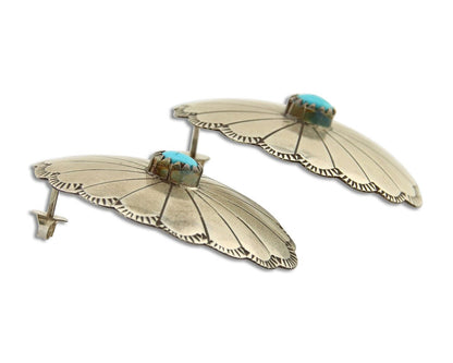 Navajo Earrings 925 Silver Concho Hand Stamped Native Artist C.80's