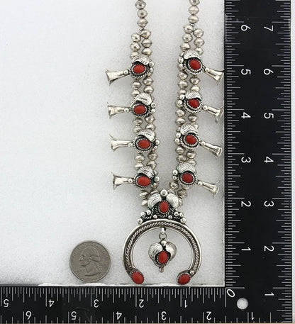 Navajo Squash Necklace Earring Set Sterling Silver Vintage Handmade C.80's