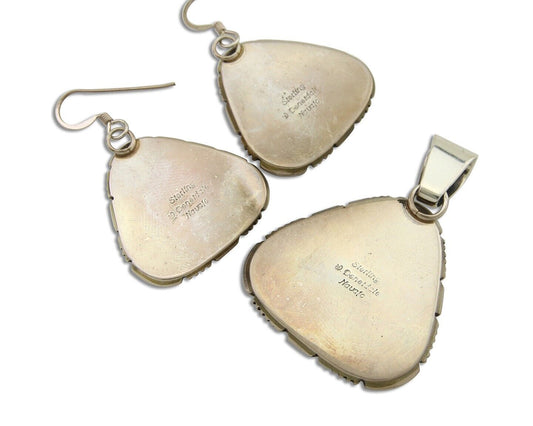 Navajo Pendant Earring Set 925 Silver Lapis Lazuli Signed William Denetdale C80s