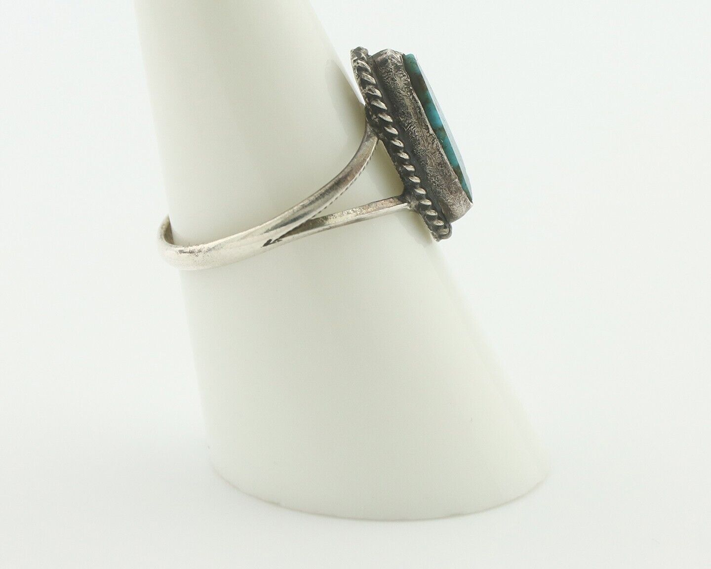 Navajo Ring 925 Silver Red Mountain Turquoise Native American Artist C.80's