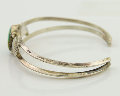 Navajo Cuff Bracelet Blue Turquoise 925 Silver Native Artist Signed BD C.80's