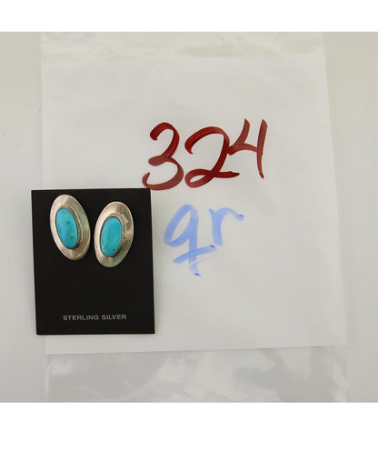 Navajo Earrings 925 Silver Natural Turquoise Native American Artist C.80's