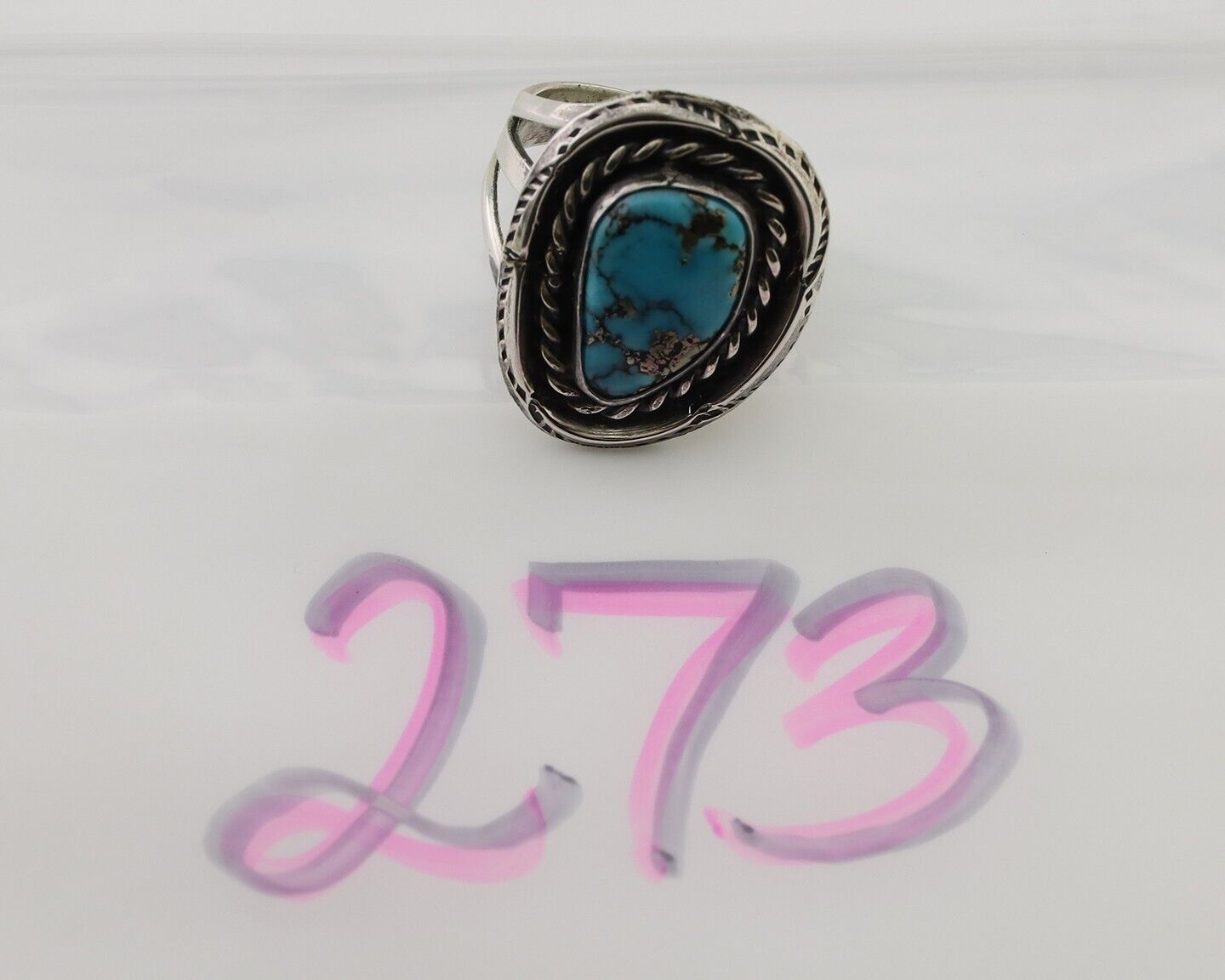 Navajo Handmade Ring 925 Silver Turquoise Native American Artist C.80's