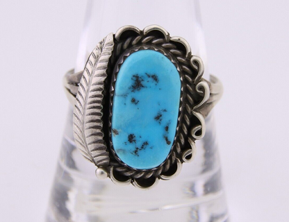 Navajo Ring 925 Silver Natural Blue Turquoise Native American Artist C.80's