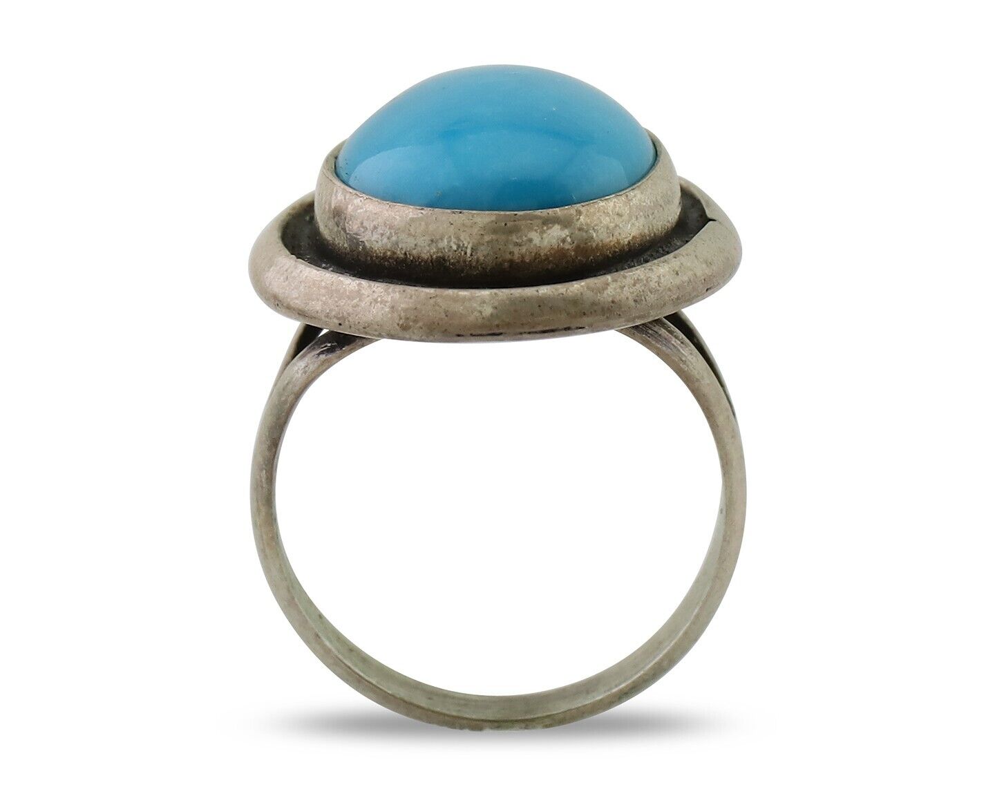 Navajo Handmade Ring 925 Silver Blue Turquoise Native American Artist C.80's