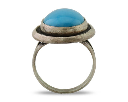 Navajo Handmade Ring 925 Silver Blue Turquoise Native American Artist C.80's
