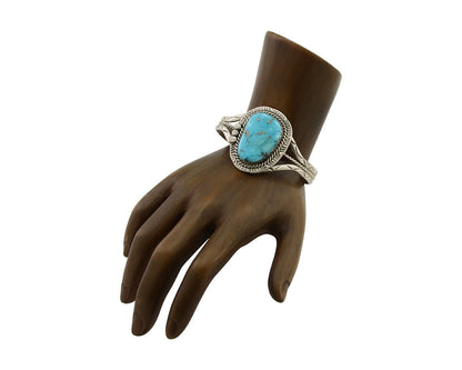 Navajo Morenci Turquoise Bracelet 925 Silver Artist Native American C.80's