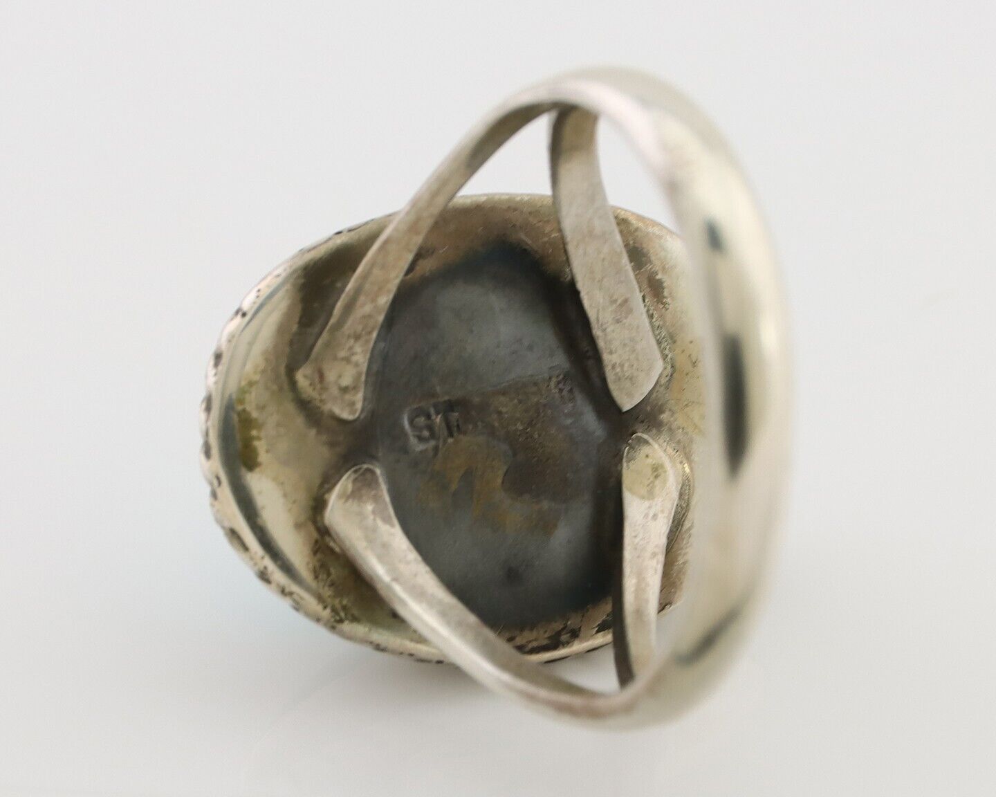 Navajo Ring 925 Silver Kingman Turquoise Native American Artist C.80's