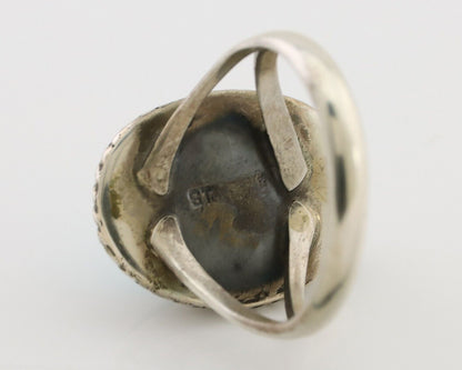 Navajo Ring 925 Silver Kingman Turquoise Native American Artist C.80's