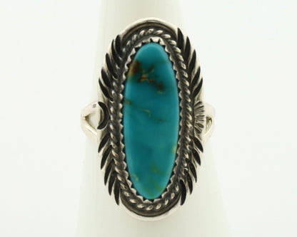 Navajo Ring 925 Silver Natural Turquoise Native Artist Signed USA C.80's