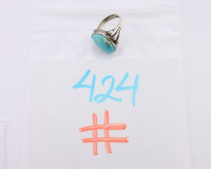 Navajo Ring 925 Silver Natural Kingman Turquoise Native American Artist C.80's